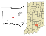 Jackson County Indiana Incorporated and Unincorporated areas Brownstown Highlighted